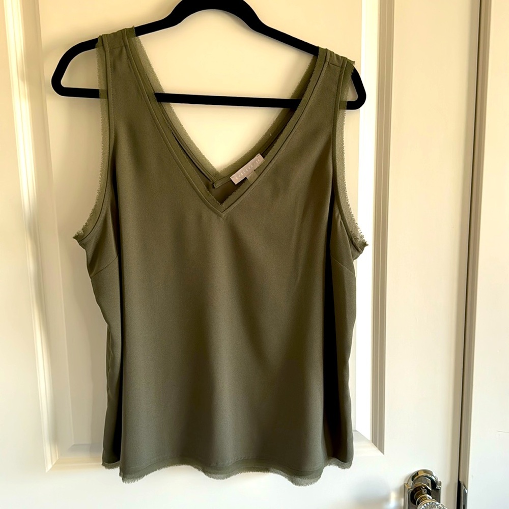 Olive green polyester chiffon tank